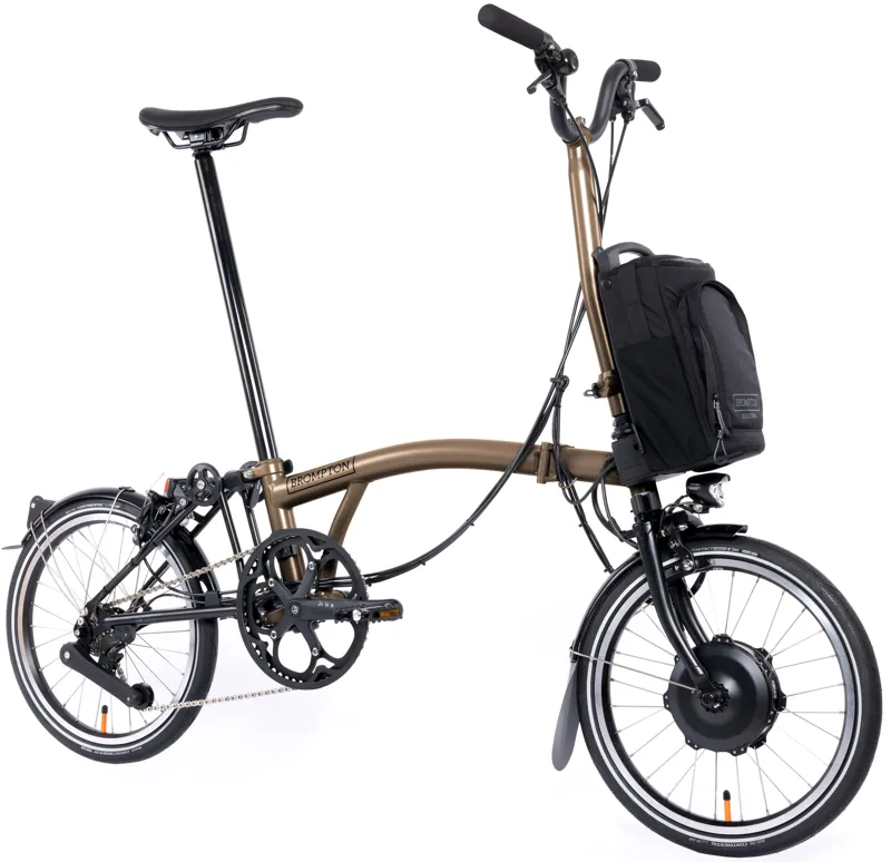 Brompton Electric P Line Urban Folding Bike 2024 in Bronze Sky-1